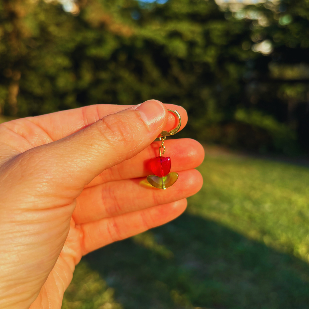 Red Tulip Earrings