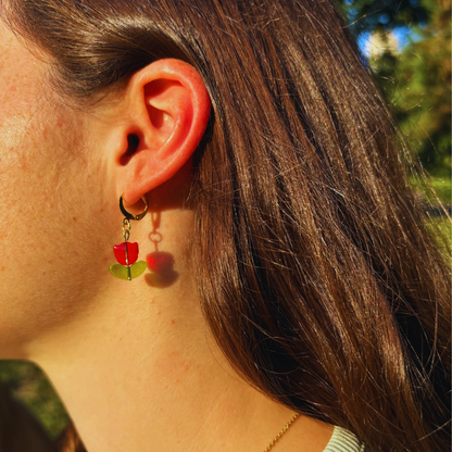 Red Tulip Earrings