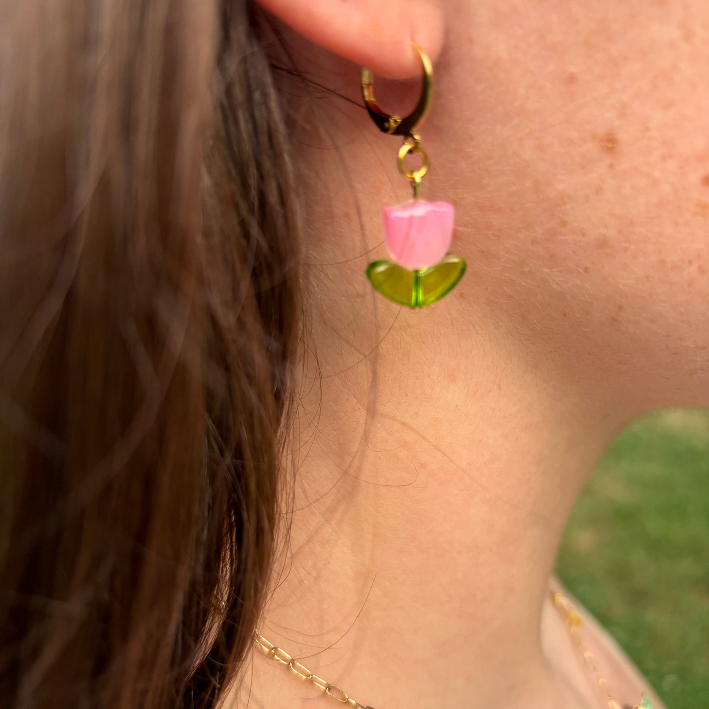 Pink Tulip Earrings